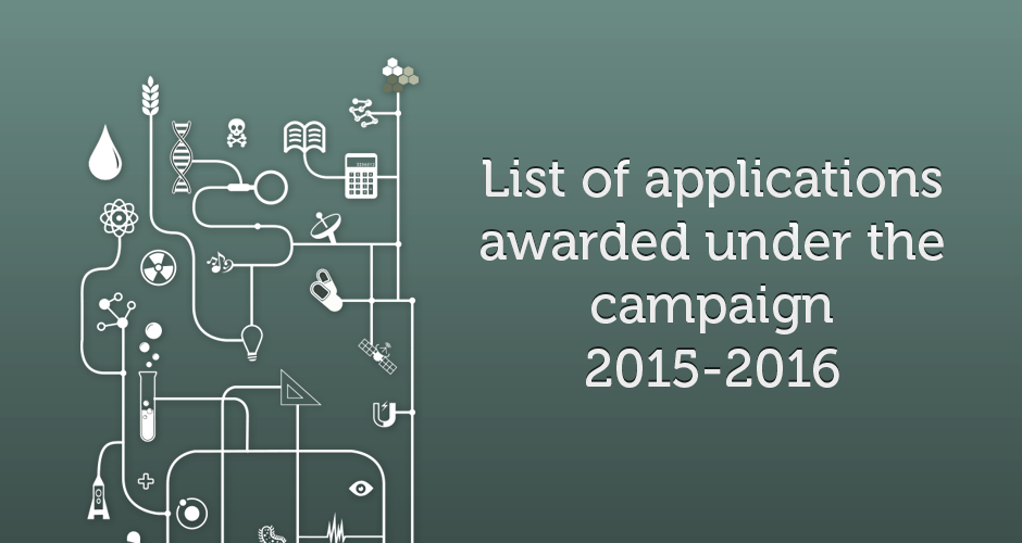 List of applications awarded under the campaign 2015-2016