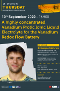A highly concentrated Vanadium Protic Ionic Liquid Electrolyte for the Vanadium Redox Flow Battery 